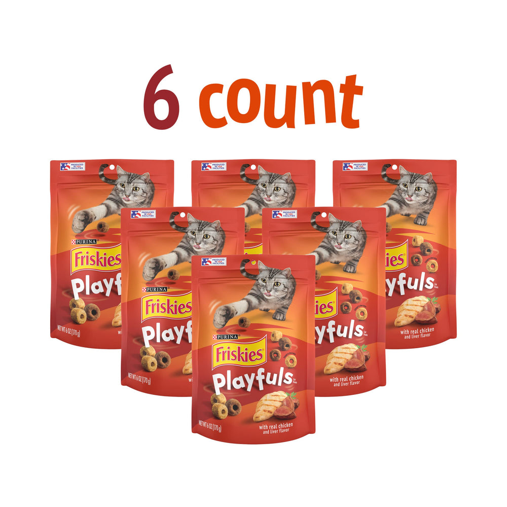 Friskies Playfuls treat-shape closeup shows playful design for tossing and rolling
