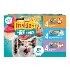 Friskies Tasty Treasures Prime Filets ocean fish and tuna with gravy boosts meal appeal