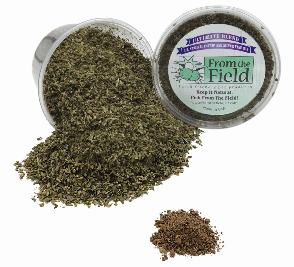 From The Field Ultimate Blend silver vine closeup highlighting natural aroma for cats.