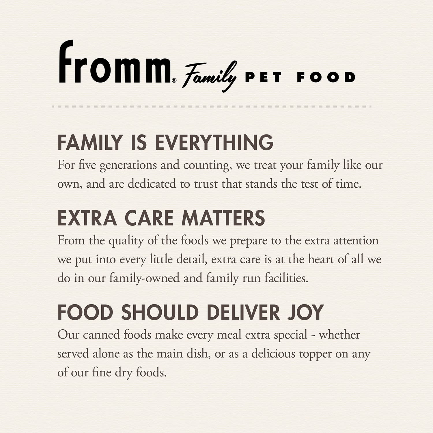 Fromm Chicken & Sweet Potato Pate adult-meal scene shows versatile all-life-stage nutrition