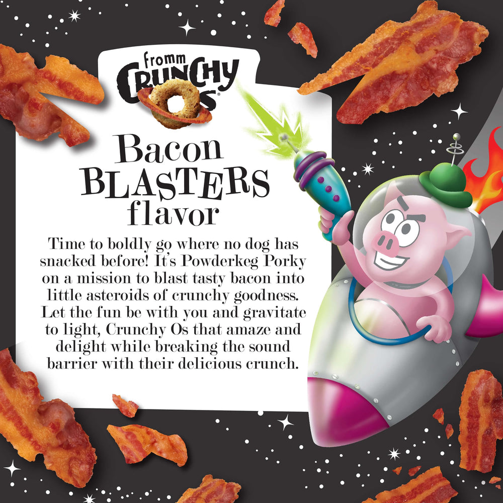 Fromm Crunchy Os Bacon Blasters training aid during a training session.