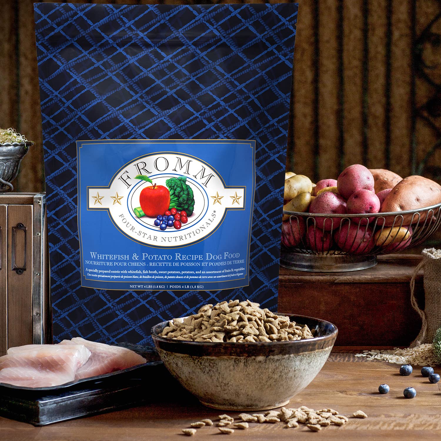 Fromm Four-Star all-breeds-ages dog bag showcases versatile nutrition for every dog.