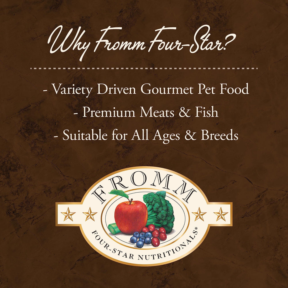 Fromm Four-Star Chicken A La Veg cat bowl serves a daily meal with protein-rich kibble.