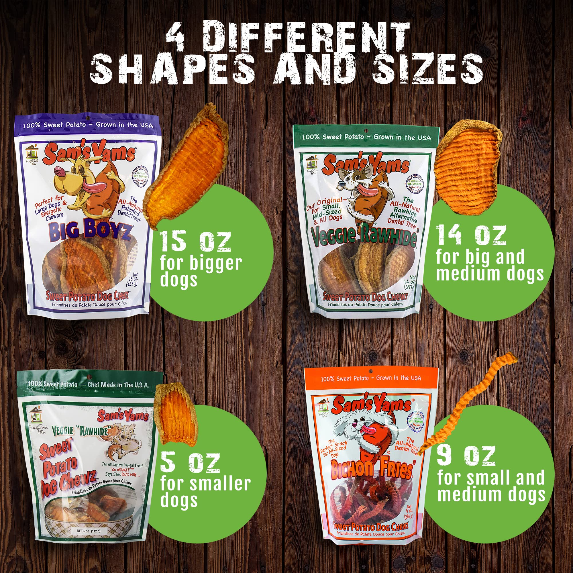 Vegan, gluten-free, grain-free formulation of Sam's Yams Big Boyz