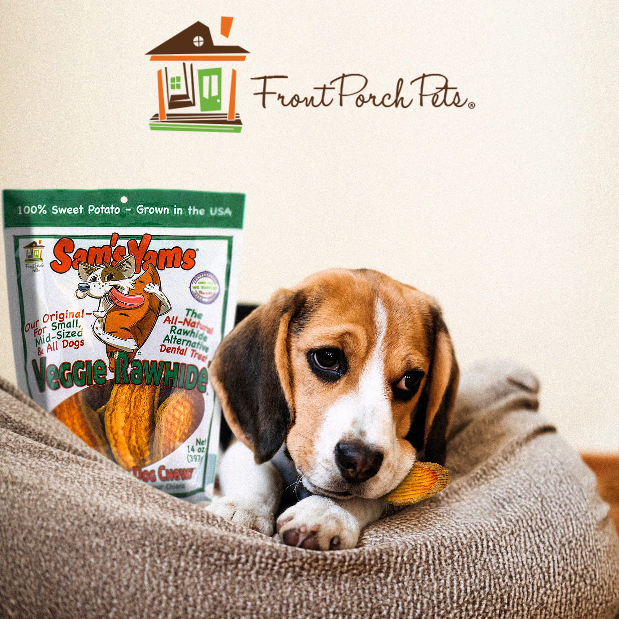 Front Porch Pets Sweet Potato Chewz high-fiber texture supports gentle digestion