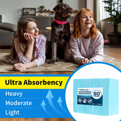 FRONTLINE Puppy Pads 22x22 80-pack in crate setup with leakproof backing protecting floors