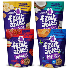 Fruitables Biggies bag front view highlights big taste and crunchy texture for dogs