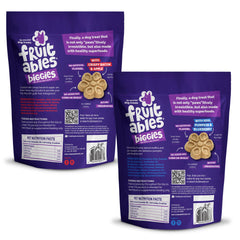 Fruitables Biggies Crispy Bacon & Apple bag, savory flavors for training rewards.