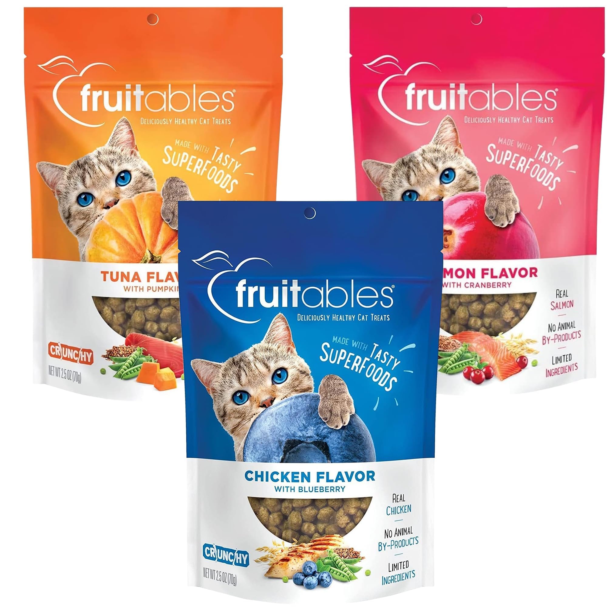 Fruitables Cat Treats bag crunch: a low-calorie, tasty reward for cats.