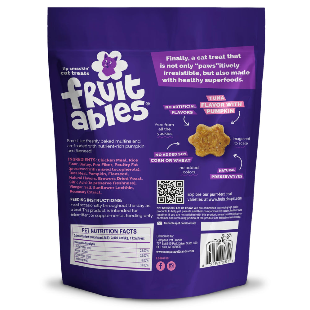 Fruitables Cat Treats crunch in bowl – crunchy texture ideal for training rewards.
