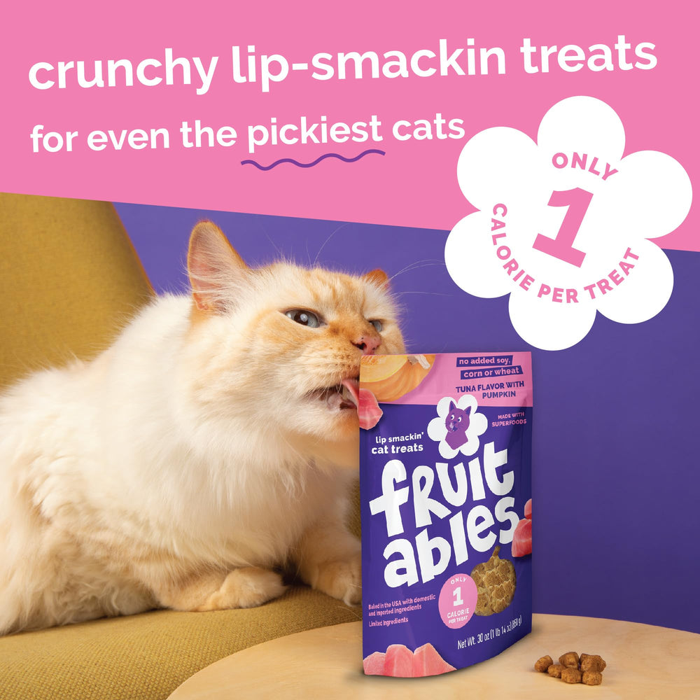 Fruitables Cat Treats flaxseed omega – essential fatty acids for a shiny coat.