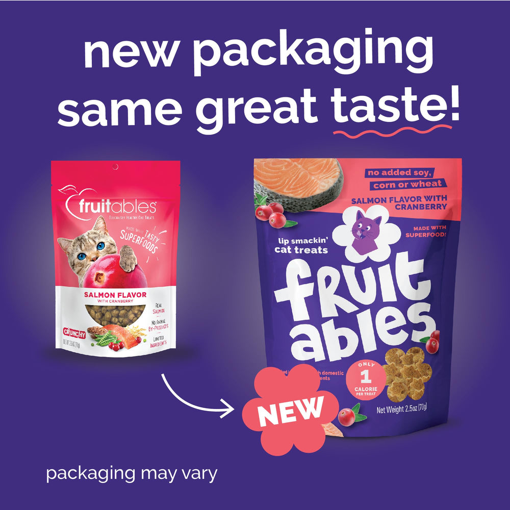 Fruitables Cat Treats low-calorie snack highlight crunchy texture suitable for frequent rewards