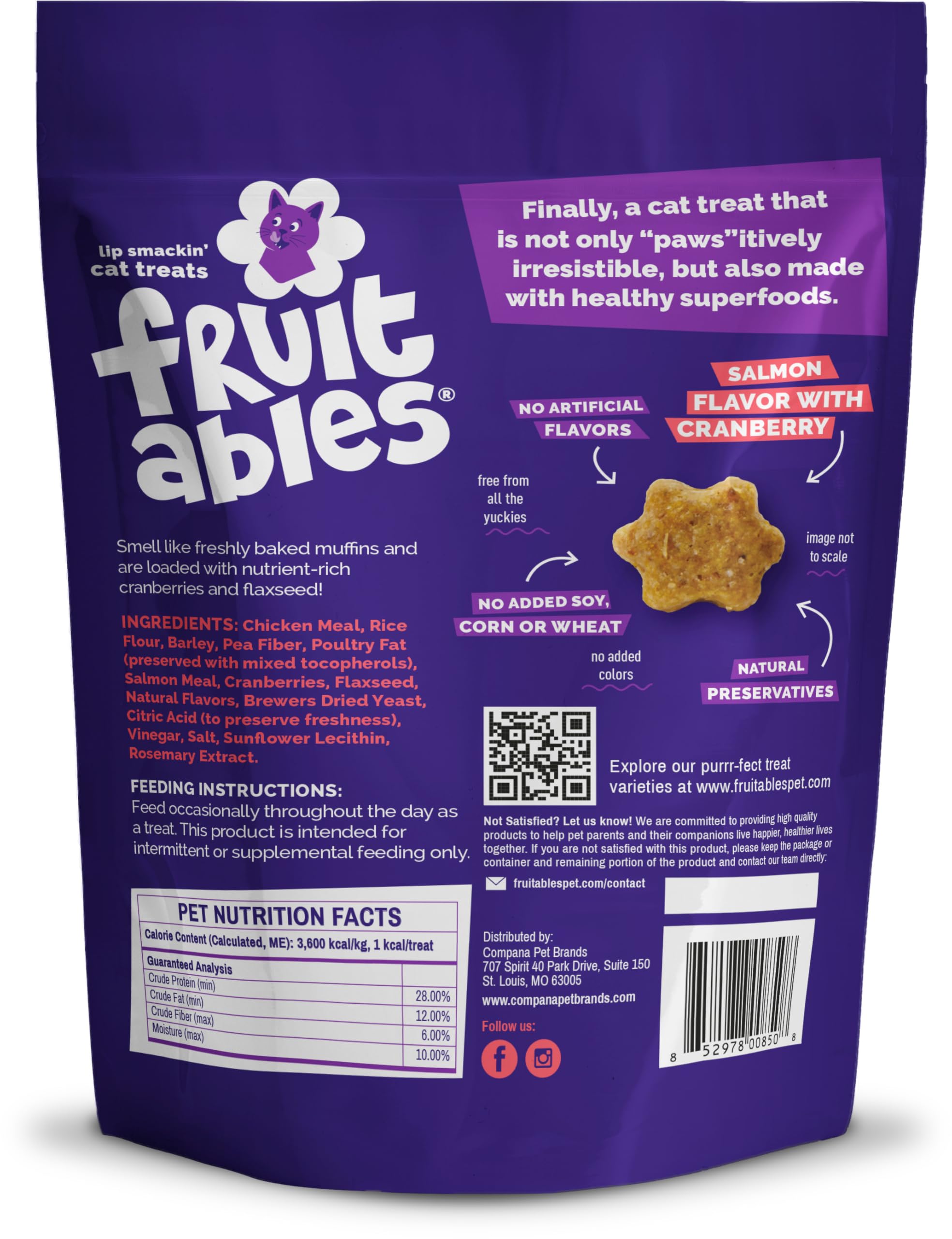 Fruitables Cat Treats reward-time snippet shows crunchy bite perfect for calm, positive routines