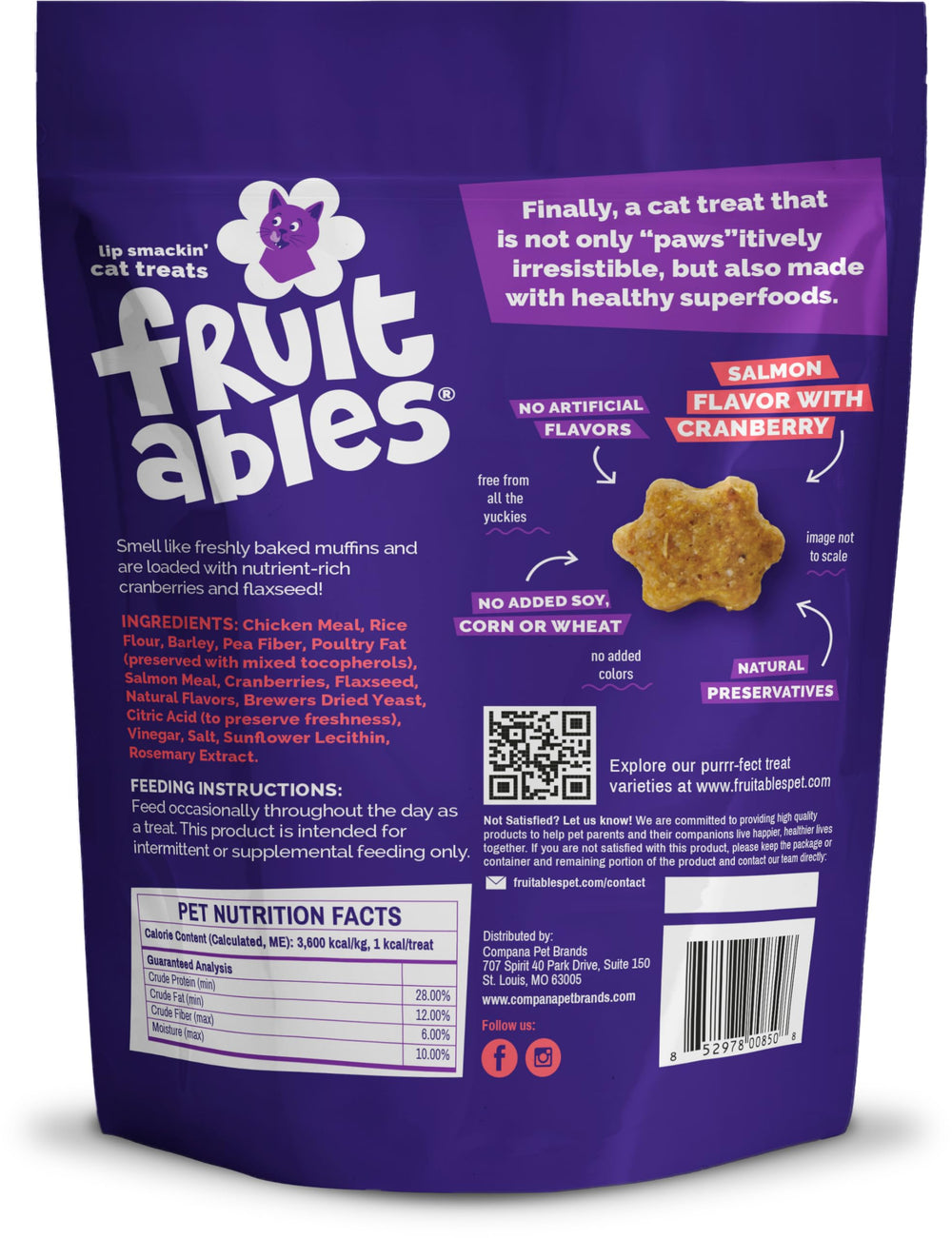 Fruitables Cat Treats reward-time snippet shows crunchy bite perfect for calm, positive routines