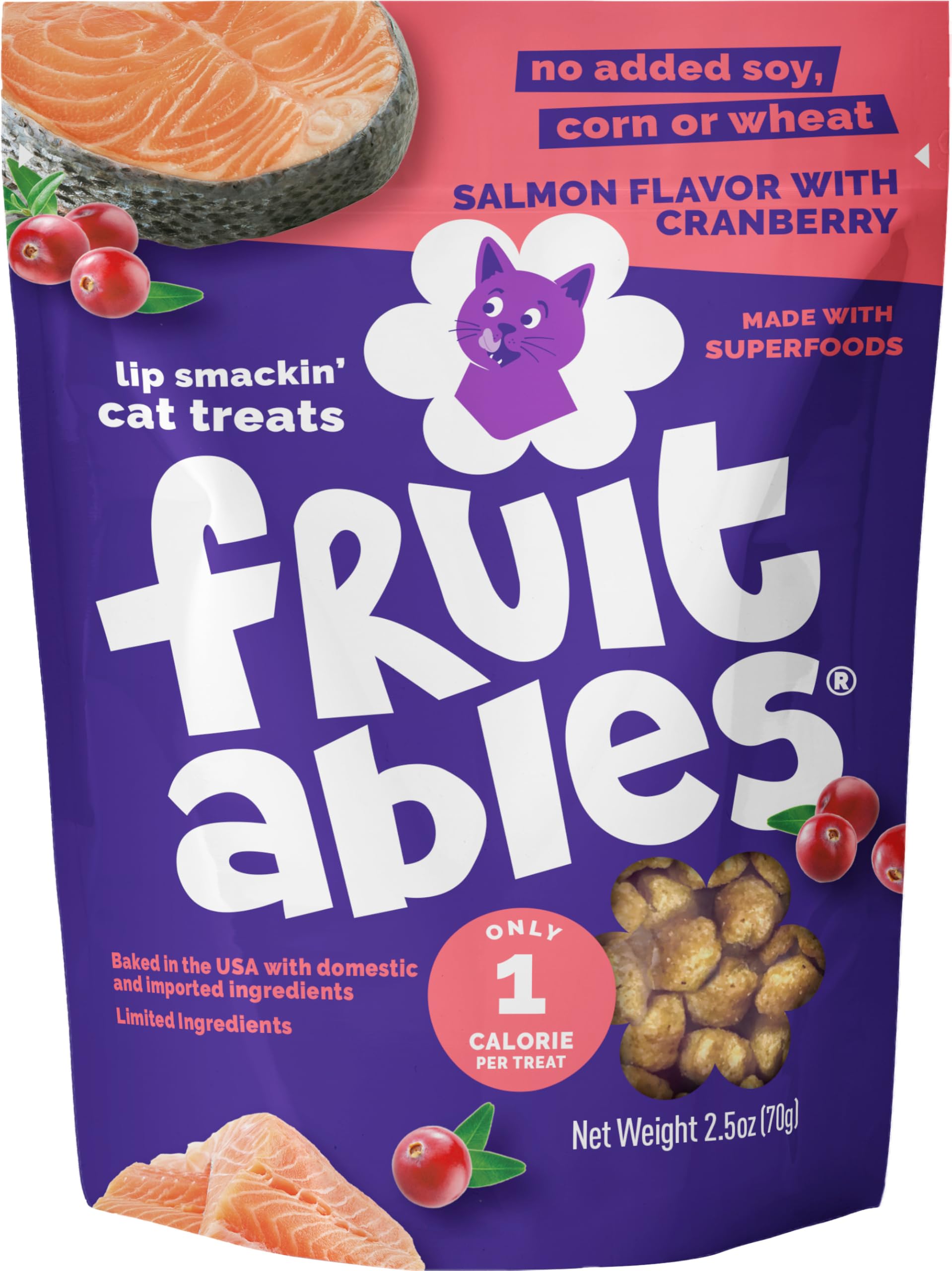 Fruitables Cat Treats salmon cranberry crunch demonstrates irresistible flavor for picky cats
