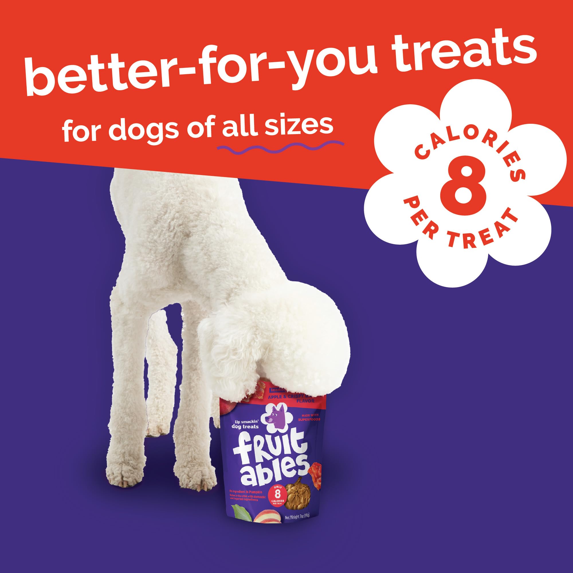 Fruitables Pumpkin Dog Treats 7oz Cranberry pouch pairs tart notes with fiber-rich goodness