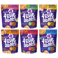 Fruitables Pumpkin Dog Treats 7oz variety pack front showcases six flavor-ready pouches for dogs, great training rewards