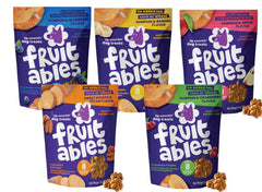 Fruitables Pumpkin Dog Treats variety pack 5 shows flavors for daily training rewards.
