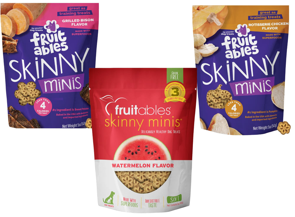 Fruitables Skinny Mini Rotisserie Chicken pack – soft, low-cal training rewards.