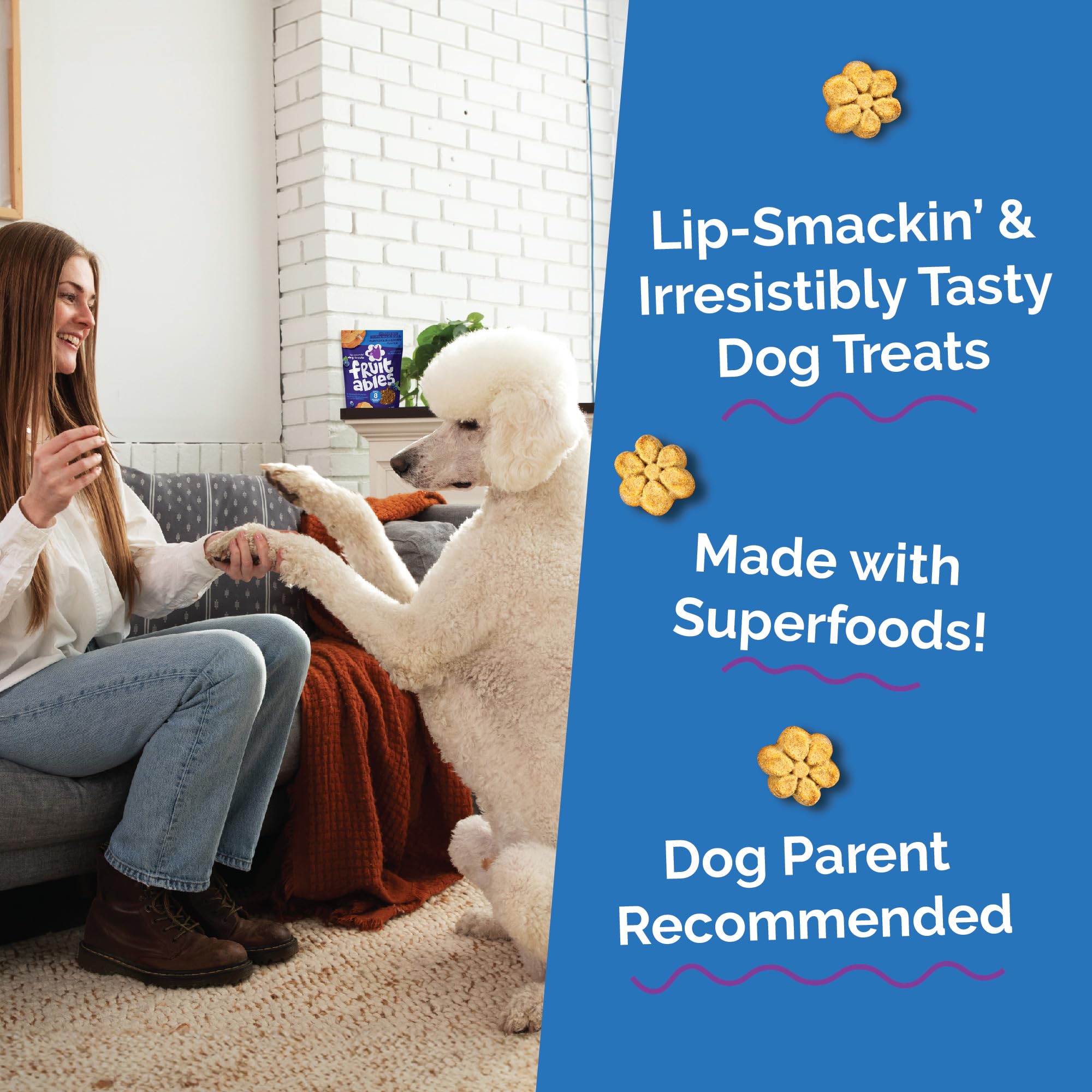 Textura suave y masticable de Fruitables Skinny Minis para perros