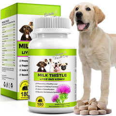FSLHCY Milk Thistle dog tablets pack shows easy administration and liver support.