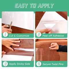 FTSTC anti-cat-scratch-furniture-protector 4-medium panels cover smaller areas against scratching.