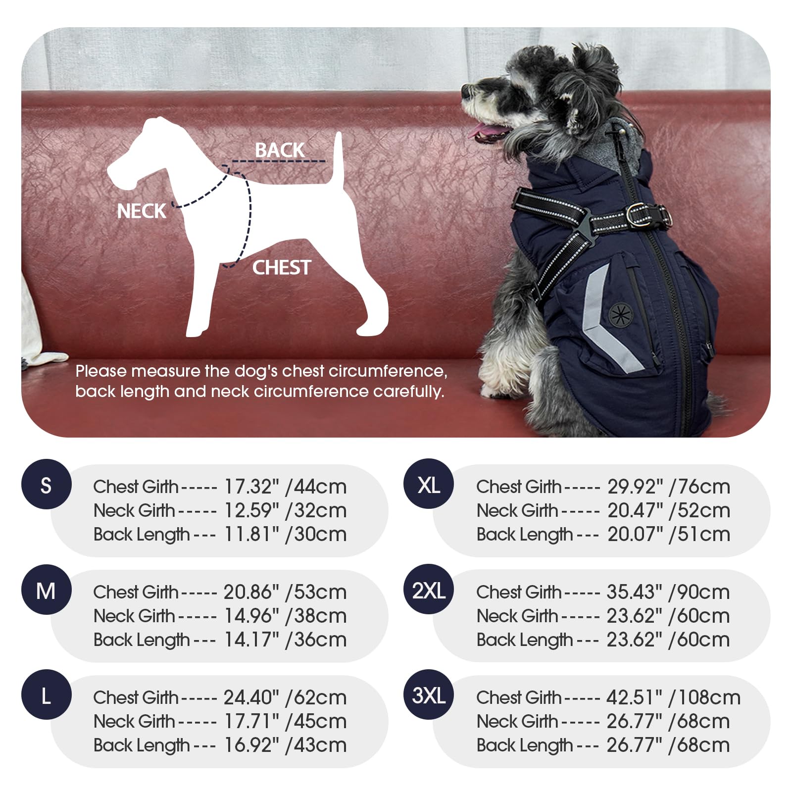 FUAMEY dog coat harness attachment image showing secure leash setup