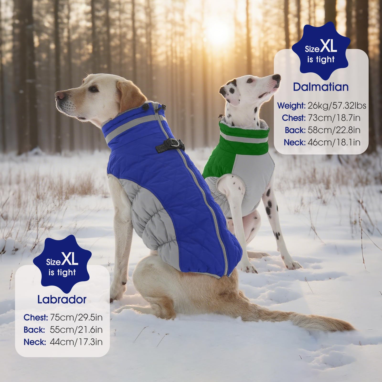 FUAMEY dog coat inner fleece offers cozy warmth on cold days.