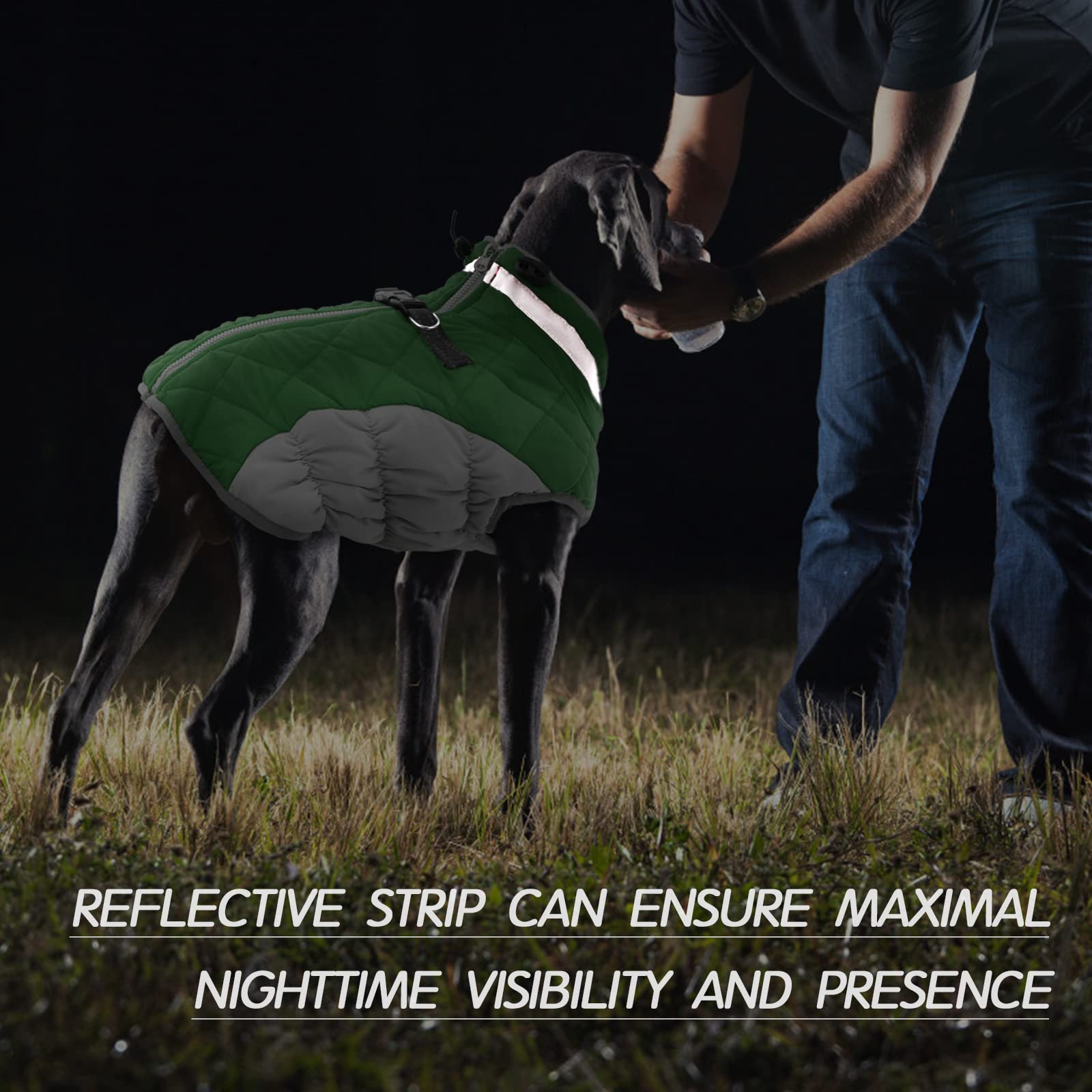 FUAMEY dog coat reflective strip boosts visibility for night walks.