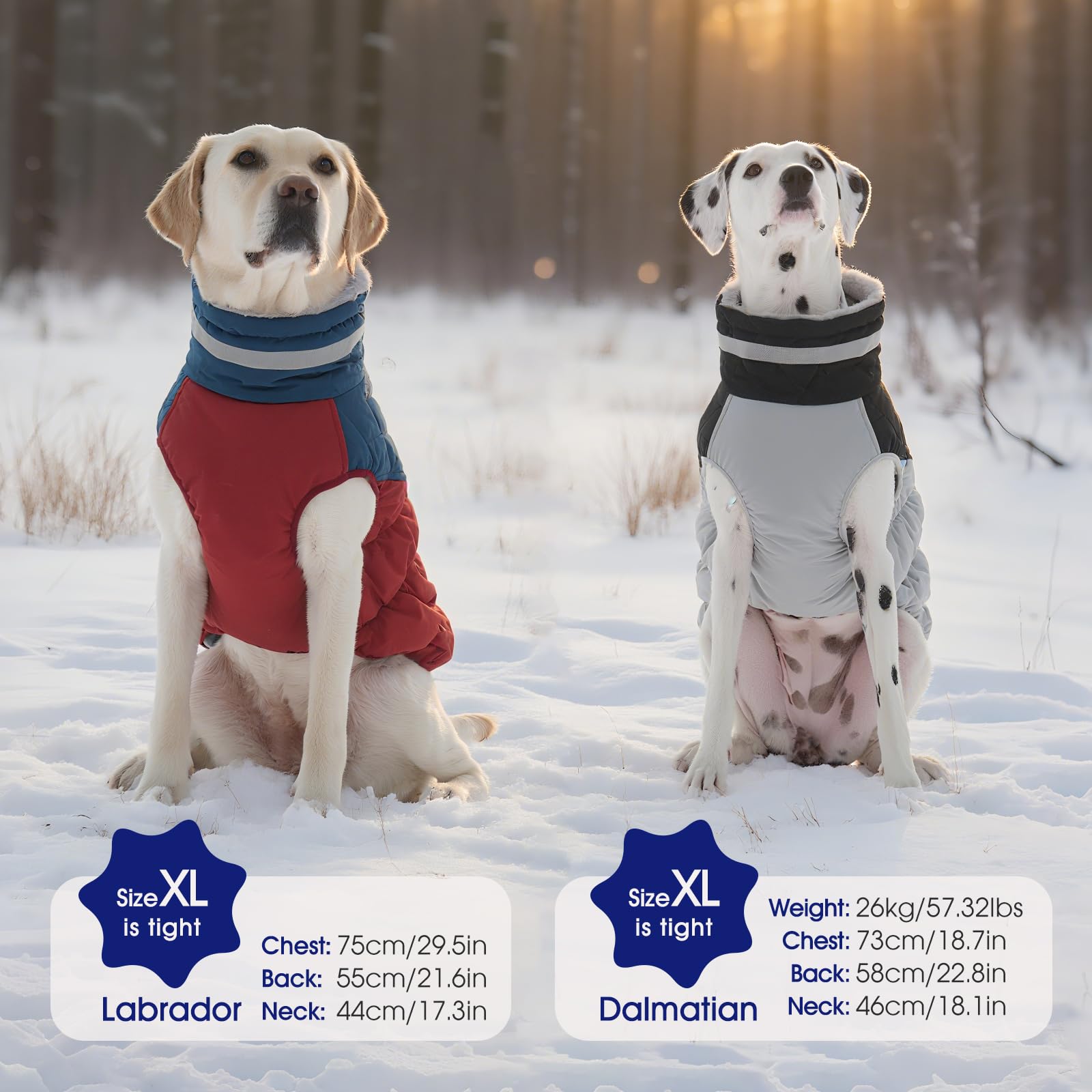 FUAMEY dog coat size-range supports many breeds from XS to XXXL.