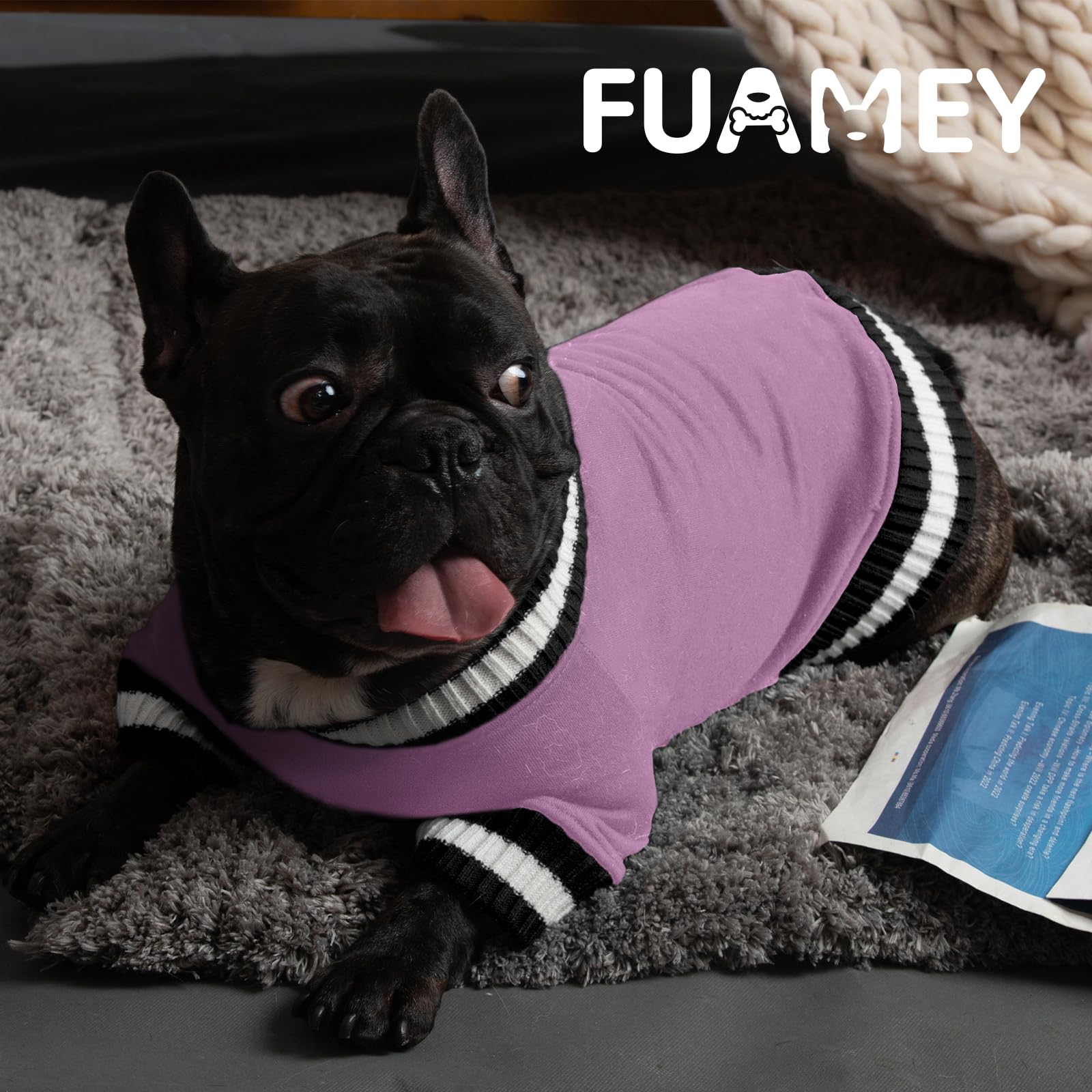 FUAMEY pullover sweatshirt size chart showing five sizes XS to XL