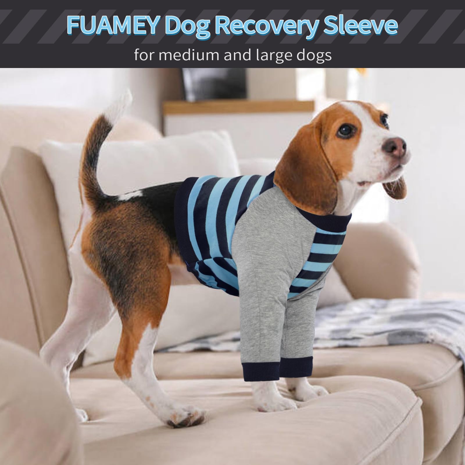 FUAMEY blue stripe sleeve close-up shows soft fabric and secure seam details.