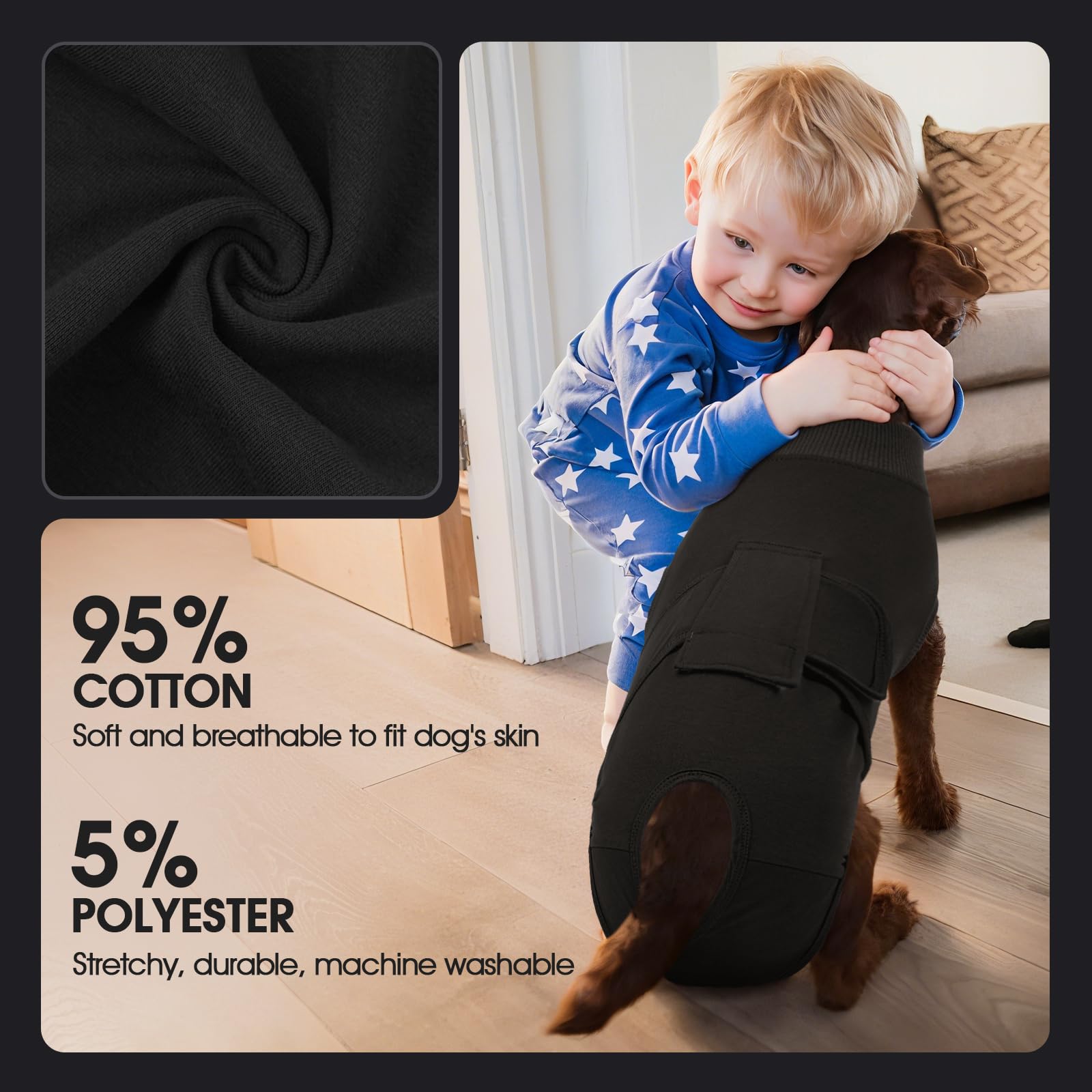 FUAMEY dog recovery suit for outdoor wear and movement