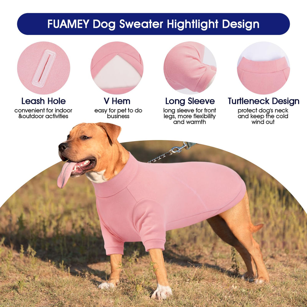FUAMEY dog sweater pink 2XL back view showing full-body coverage and comfort