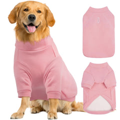 FUAMEY dog sweater pink 2XL front view with warm fleece for chilly walks