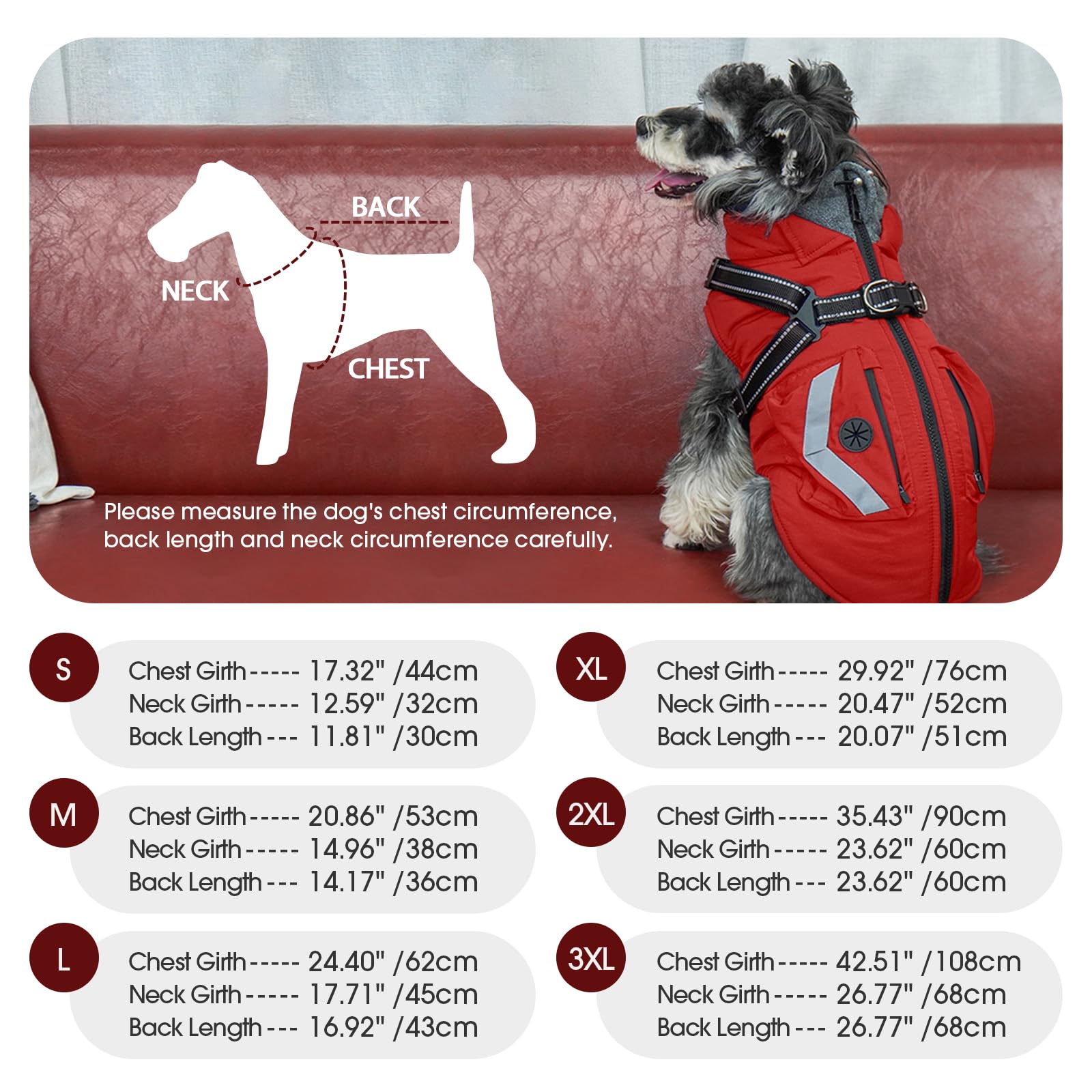 FUAMEY dog coat pockets for treats and bags during outings