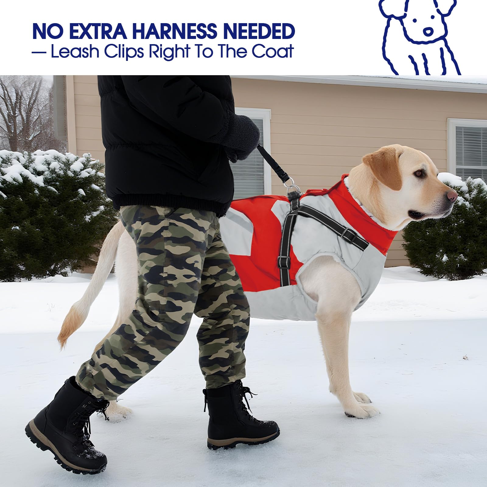 FUAMEY dog winter jacket pocket closeup highlights secure storage.