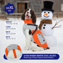 FUAMEY dog winter jacket reflective-back for safer dawn and dusk walks