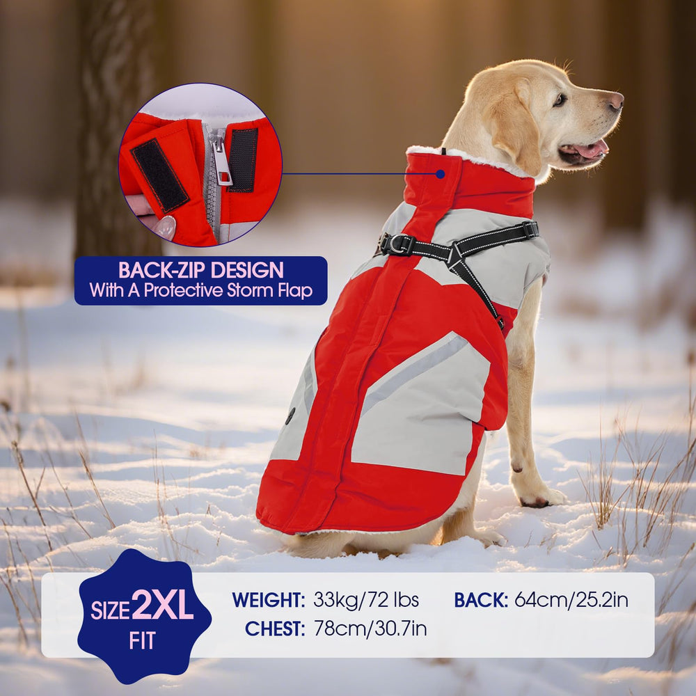 FUAMEY dog winter jacket reflective trim boosts visibility during dawn walks.