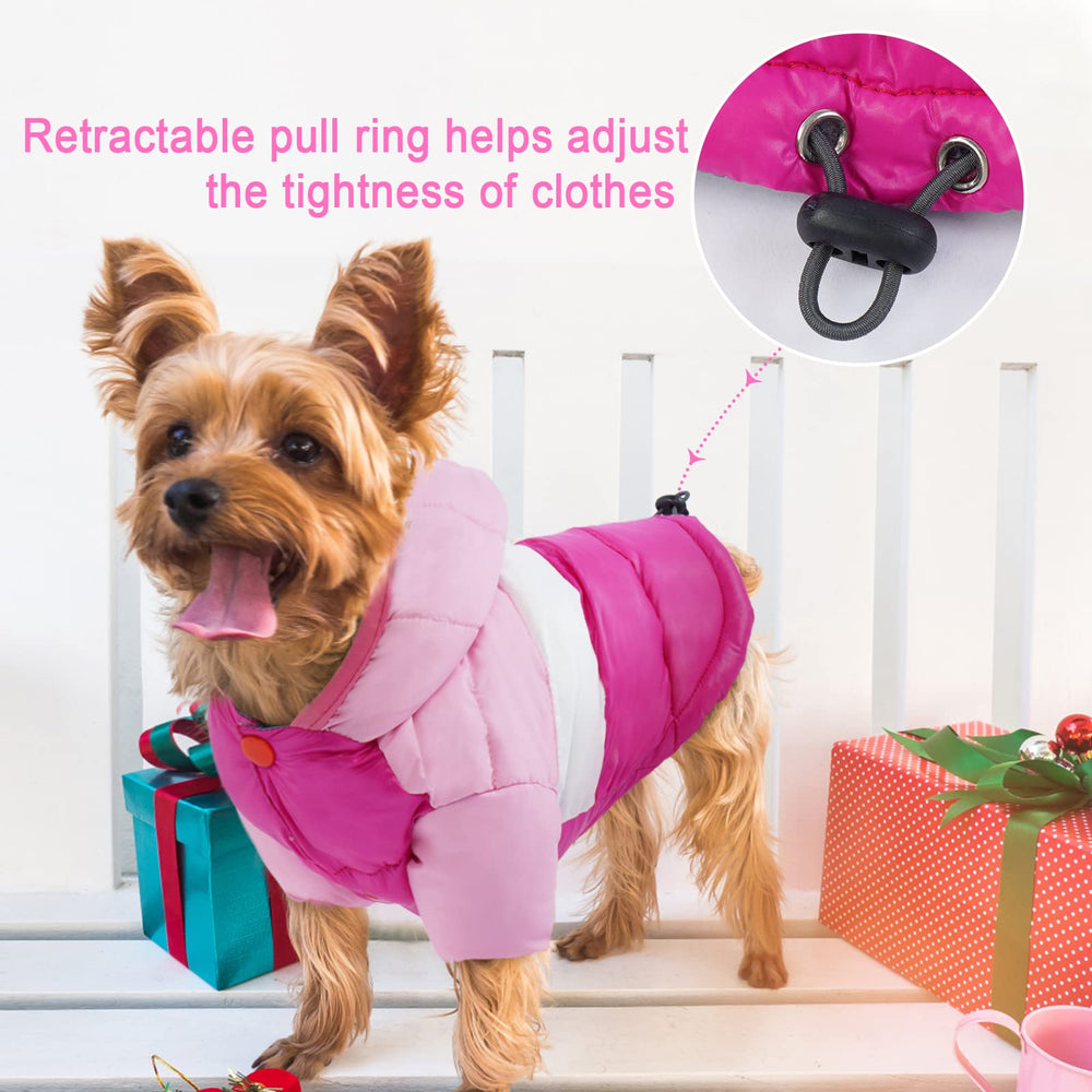 FUAMEY Puppy Puffer Jacket hooded design helps protect ears from wind and snow