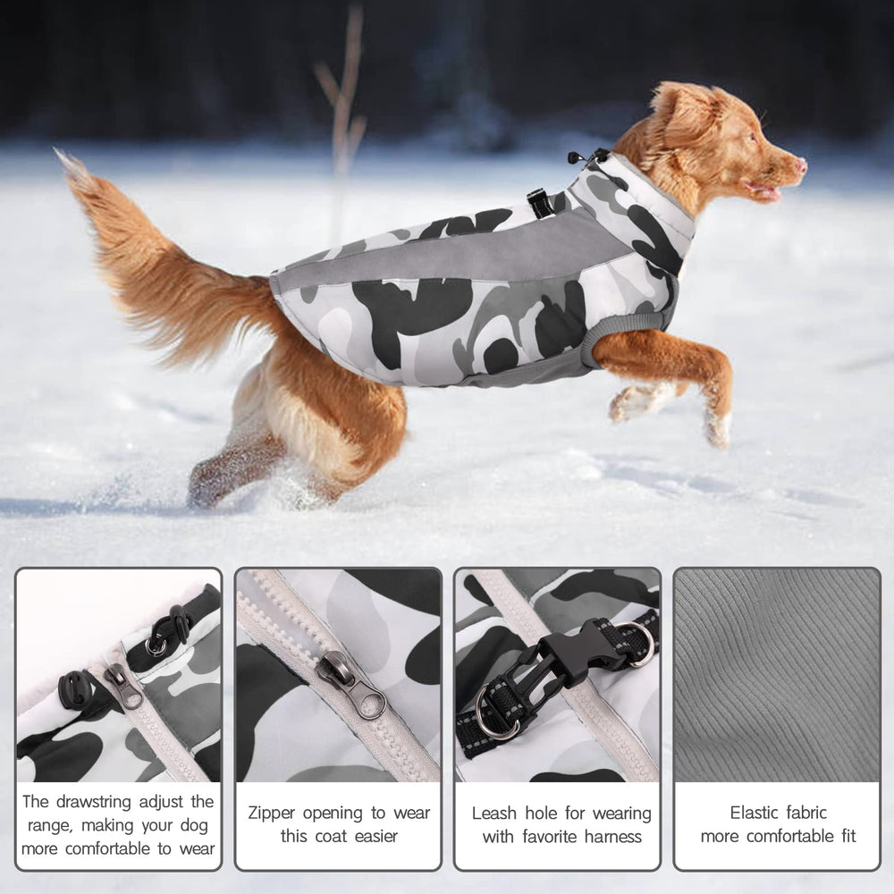 FUAMEY reflective dog coat strip blue emphasizes high-visibility safety in low light.