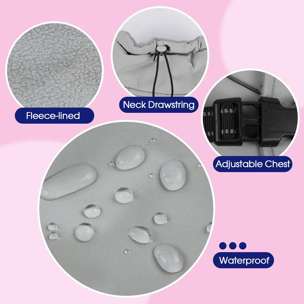 FUAMEY water-resistant fabric protects dogs from rain and slush.