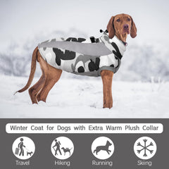 FUAMEY waterproof dog snowsuit blue highlights rain-snow protection during wet commutes.