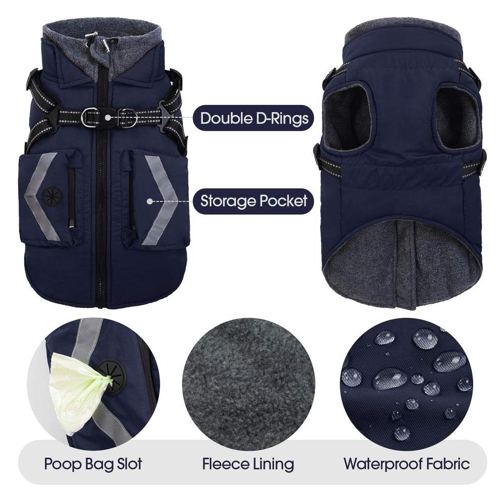 FUAMEY winter coat with pockets for treats and keys during walks