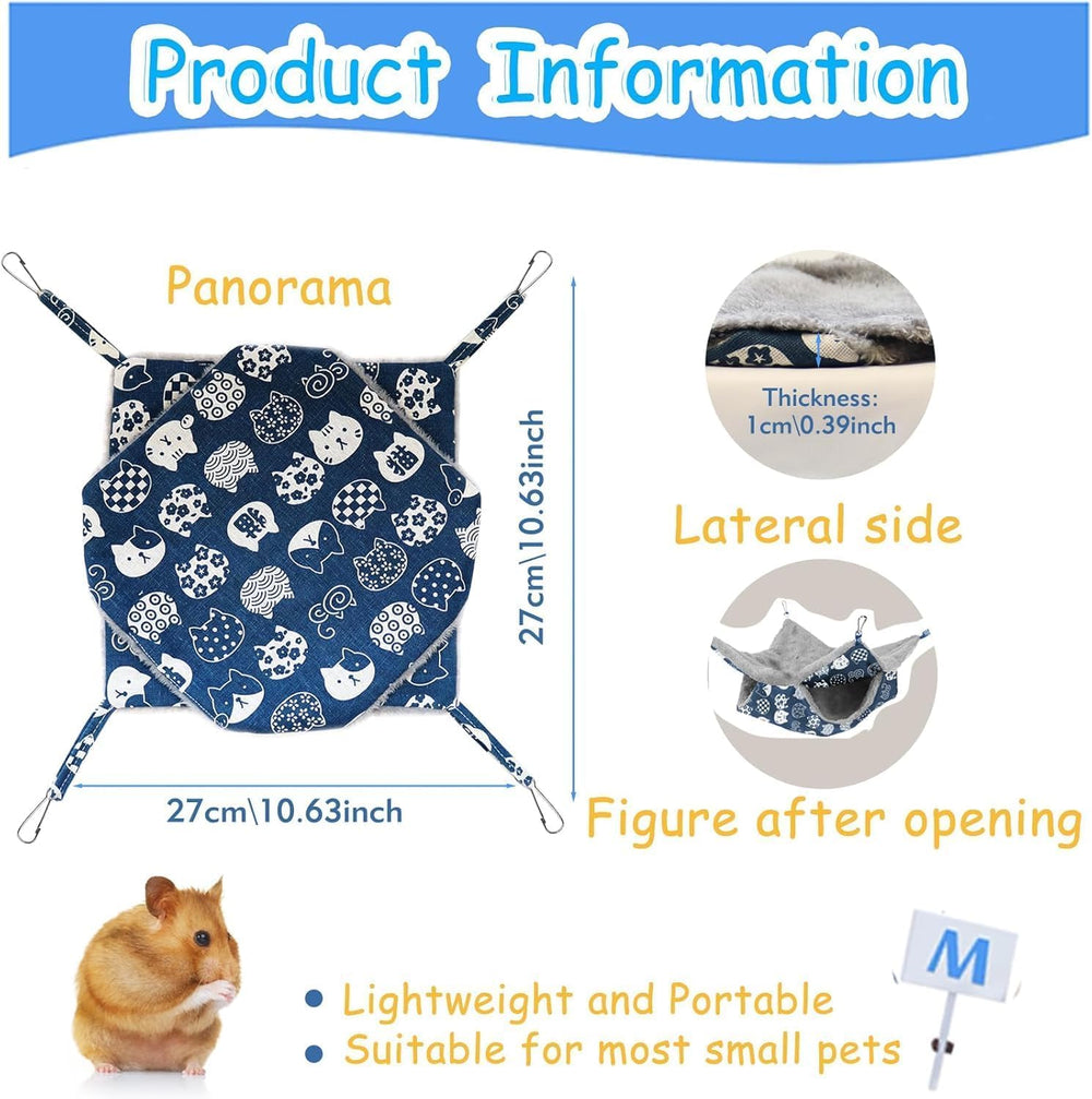 Fuazuzu 2-layer rat hammock size guide explains 27x27 cm fit for small pets