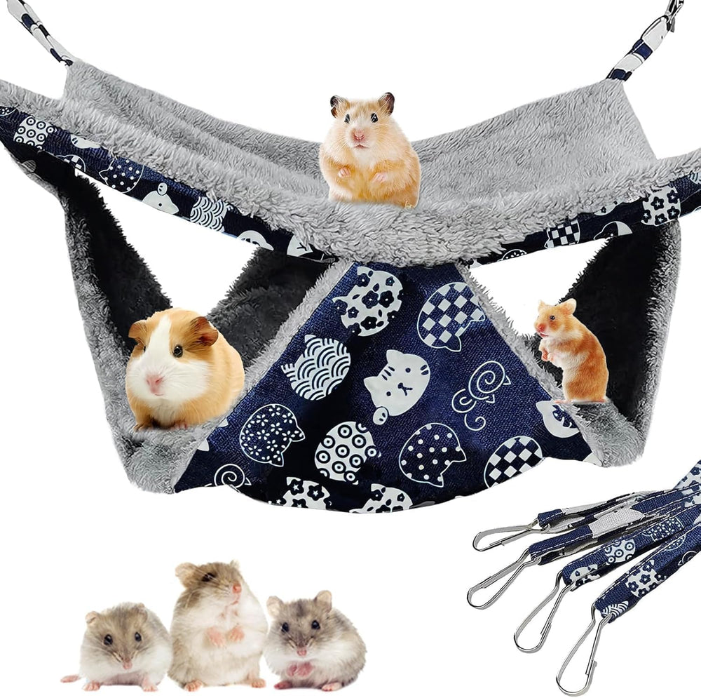 Fuazuzu 2-layer pet rat hammock top view highlights dual levels for climbing and resting