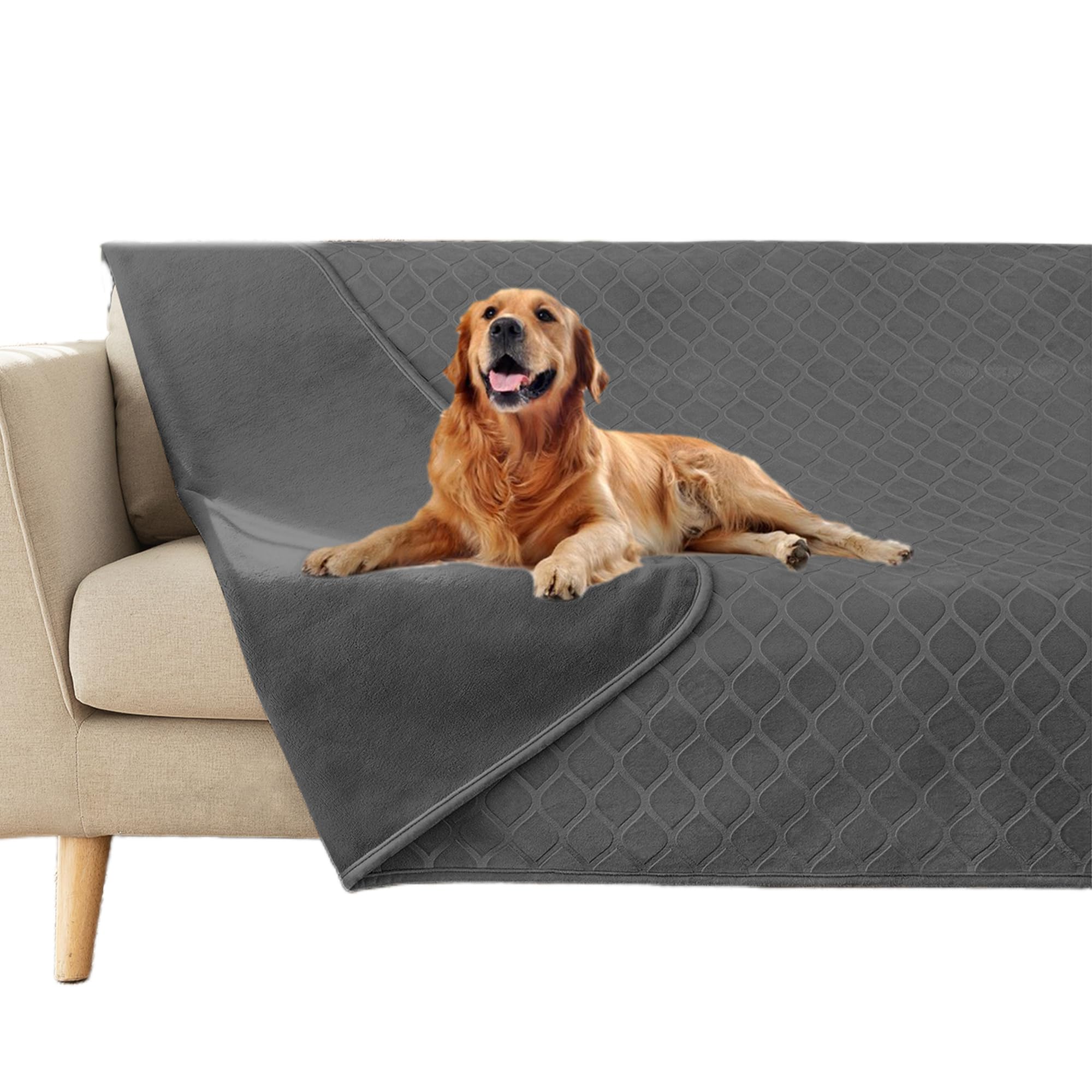 Fuguitex waterproof dog blanket bed cover with crystal velvet texture for couch protection.