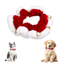 Fukaisu Christmas collar cat red plush close-up for festive holiday look.