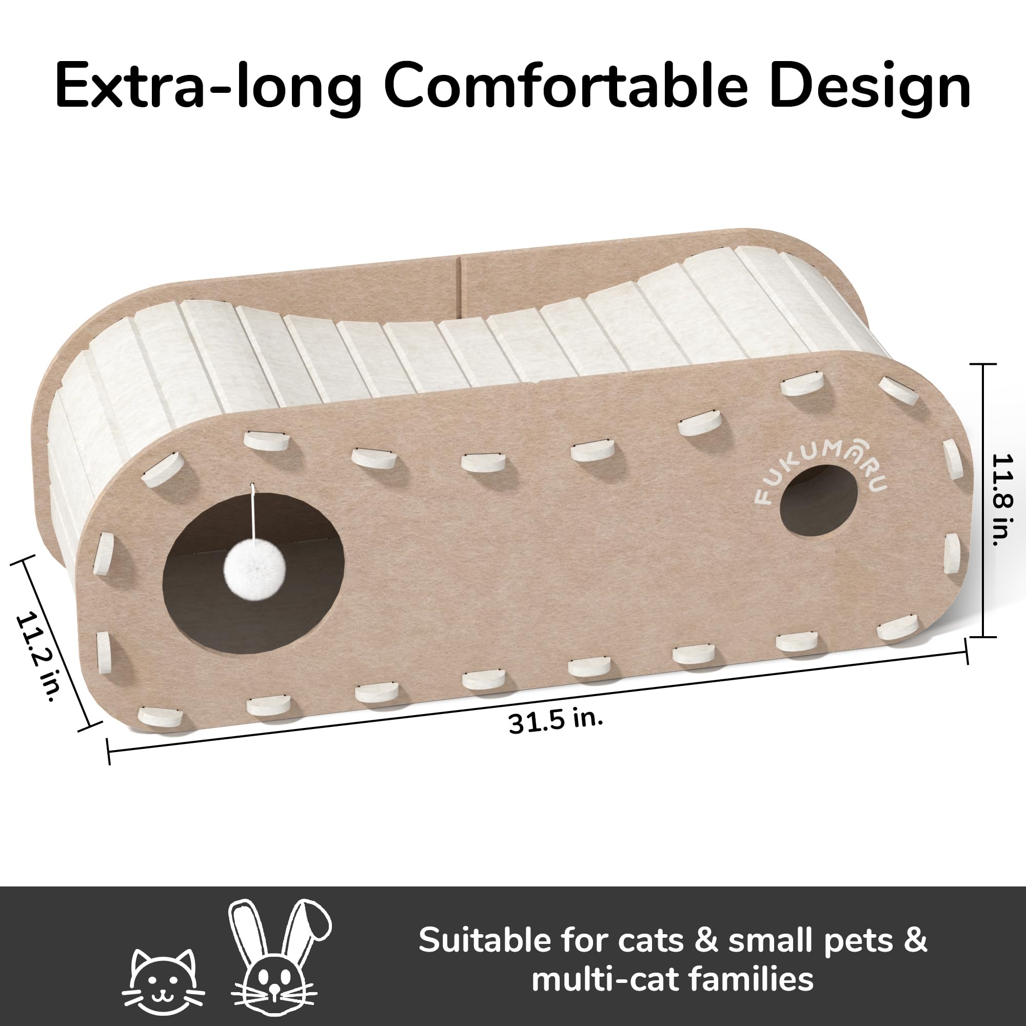 FUKUMARU cat bed 31-5-inch platform supports up to 22 pounds for comfy lounging.