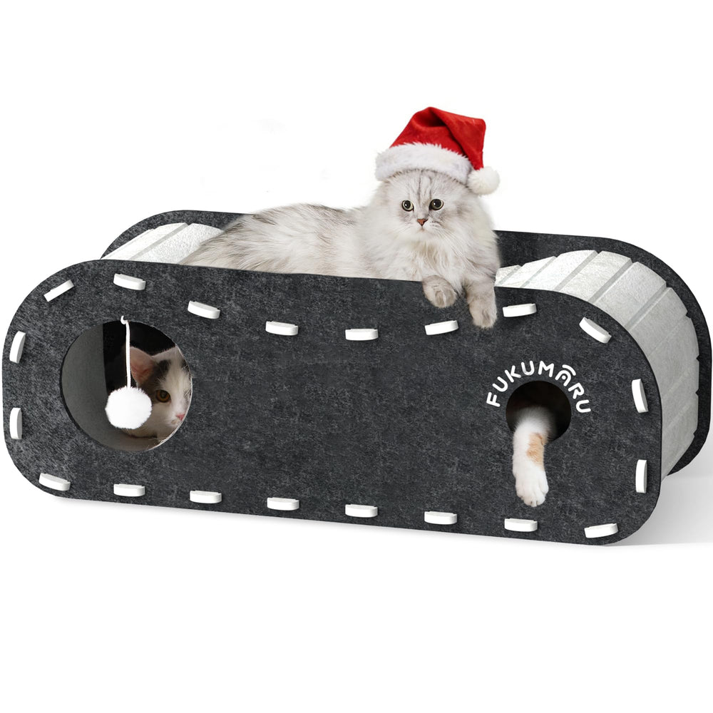 FUKUMARU cat bed exterior grey showing durable cozy retreat for indoor cats